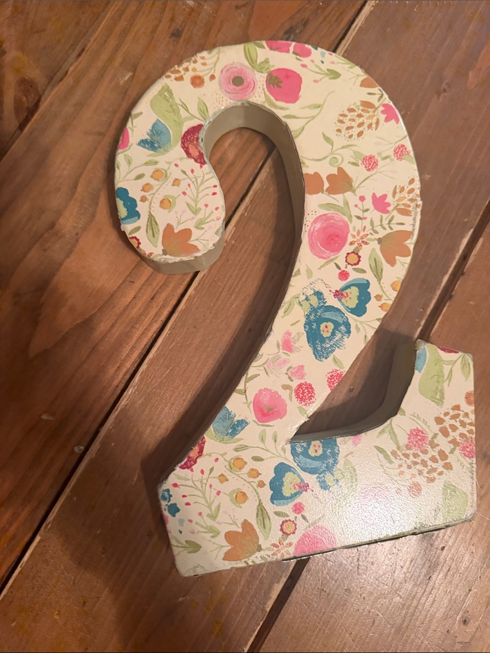Decorative Floral Number 2 Accent - Pink, Blue & Green